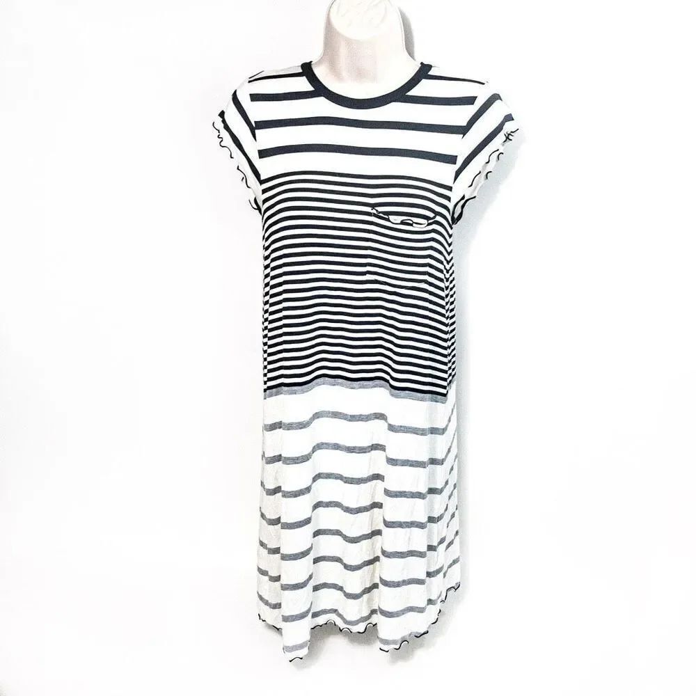 AEO Black & White Striped Shirt Dress Sz S